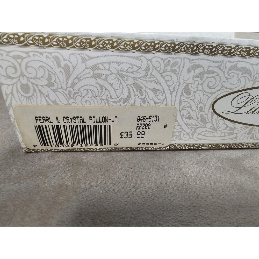 Lillian Rose Ring Bearer Pillow Vtg Layers of Lace Sequins Faux Pearls Ribbons